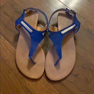 Denim and gold sandals